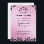 Roze Sparkle Tiara Damask Sweet Sixteen Kaart<br><div class="desc">Meer elegante zestien uitvindingen in de kleine Bayleigh-winkel</div>