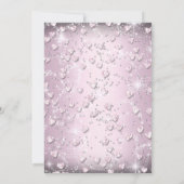 Roze Sparkle Tiara & Hearts Quinceanera Invite Kaart (Achterkant)