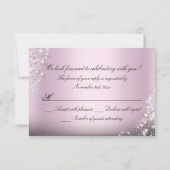 Roze Sparkle Tiara & Hearts Quinceanera RSVP (Achterkant)