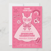 Roze Sparkle verjaardagsfeestje, meisjesjurk thema Kaart (Voorkant)