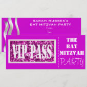 Roze sparkle VIP Bat Mitzvah Kaart (Voorkant / Achterkant)