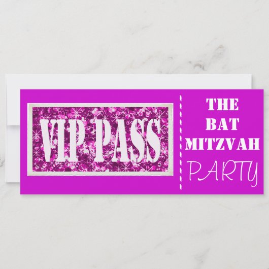 Roze sparkle VIP Bat Mitzvah Kaart (Voorkant)