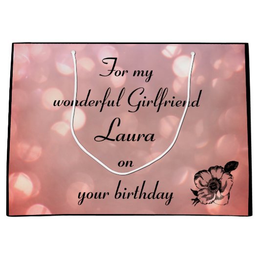  roze sparkle Vriendin Verjaardag Groot Cadeauzakje (Voorkant)