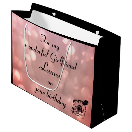  roze sparkle Vriendin Verjaardag Groot Cadeauzakje (Voorkant Gekanteld)