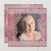 Roze Sparkle Vrouwen Roze Foto 81ste Verjaardagsfe Kaart (Voorkant / Achterkant)