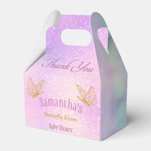 Roze Sparkle Whimsical Butterfly Baby shower Bedankdoosjes (Achterkant)