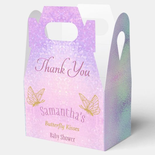 Roze Sparkle Whimsical Butterfly Baby shower Bedankdoosjes (Geopend)