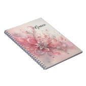 Roze Sparkle Zilveren Glitter Bloem Gepersonalisee Notitieboek (Rechterzijde)