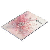 Roze Sparkle Zilveren Glitter Bloem Gepersonalisee Notitieboek (Linkerzijde)