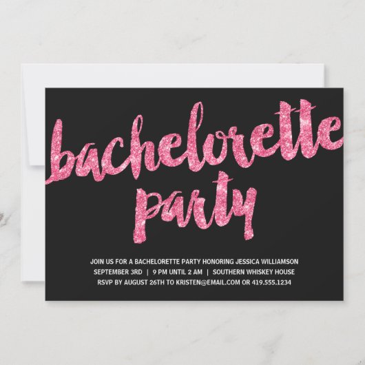 Roze Sparkles | Glitter Kijk Bachelorette Party Kaart (Voorkant)