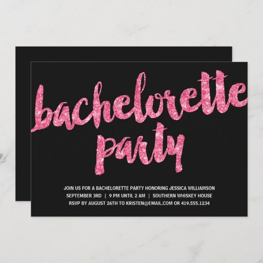 Roze Sparkles | Glitter Kijk Bachelorette Party Kaart (Voorkant / Achterkant)