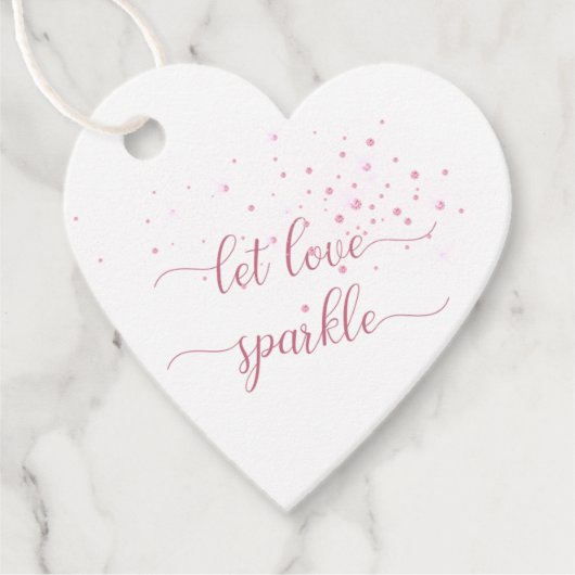 Roze Sparkles Laat Liefde Sparkle Bruiloft Dank u Bedankjes Labels (Voorkant)