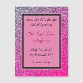 Roze Sparkles Magnetic Save the Date Card