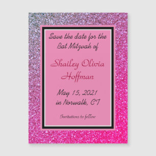 Roze Sparkles Magnetic Save the Date Card