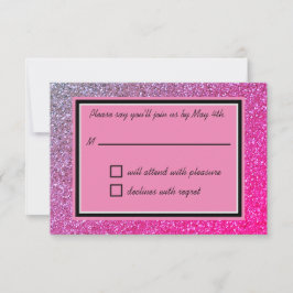 Roze Sparkles RSVP-kaart RSVP Kaartje