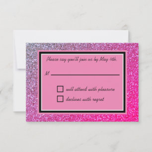 Roze Sparkles RSVP-kaart RSVP Kaartje