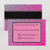 Roze Sparkles RSVP-kaart RSVP Kaartje (Voorkant / Achterkant)