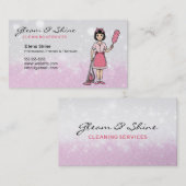 Roze Sparkles Schoonmaakster Lady Service Visitekaartje (Voorkant / Achterkant)