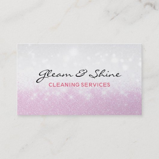 Roze Sparkles Schoonmaakster Lady Service Visitekaartje (Achterkant)