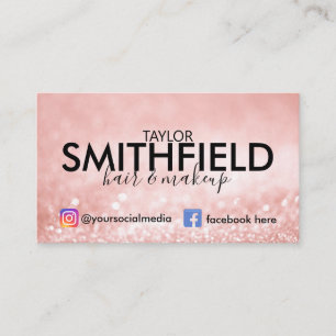 Roze Sparkles Silk Hair & Makeup Trendy Visitekaartje