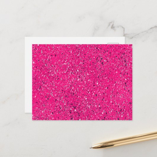 Roze Sparkles Terrazzo Print Briefkaart (Voorkant / Achterkant in situ)