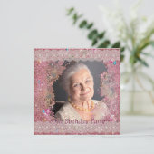 Roze Sparkles Vrouwen Foto 85ste Verjaardagsfeest Kaart (Staand voorkant)