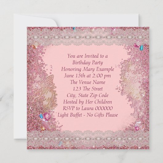 Roze Sparkles Vrouwen Foto 85ste Verjaardagsfeest Kaart (Achterkant)