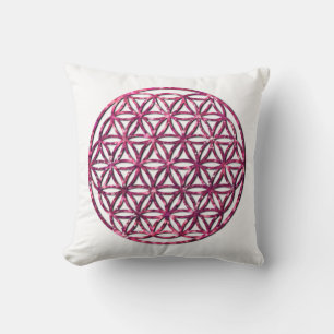 Roze Sparkling Flower of Life afbeelding Kussen
