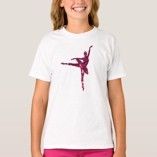 Roze Sparkly Ballerina T-shirt (Voorkant)