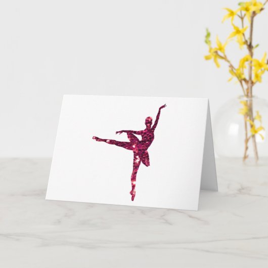 Roze Sparkly Ballerina Verjaardag Kaart (Gele Bloem)