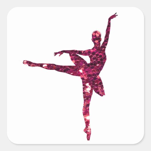 Roze Sparkly Ballerina Vierkante Sticker (Voorkant)