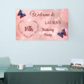 Roze Sparkly Butterfly op maat 16th Birthday Spandoek (Beurs)