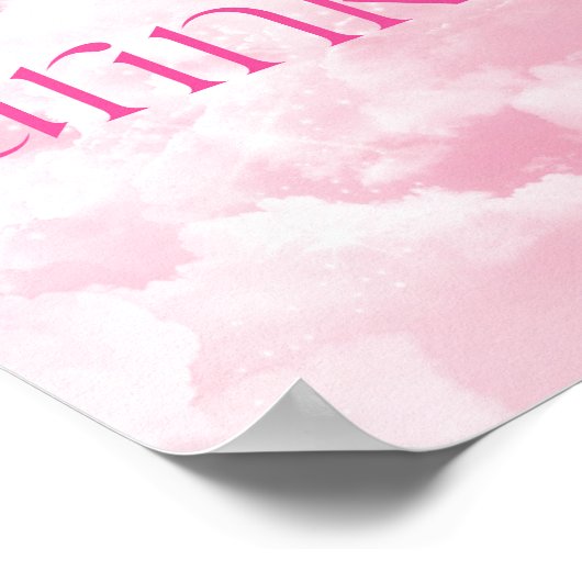 Roze Sparkly Clouds Drinken Tafelteken Poster (Hoek)