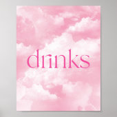 Roze Sparkly Clouds Drinken Tafelteken Poster (Voorkant)