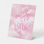 Roze Sparkly Clouds Kaarten & Geschenken Reclamebord Met Voetstuk (Voorkant)