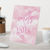 Roze Sparkly Clouds Kaarten & Geschenken Reclamebord Met Voetstuk (Insitu)