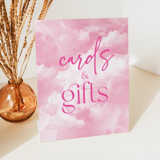 Roze Sparkly Clouds Kaarten & Geschenken Reclamebord Met Voetstuk