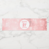Roze Sparkly eenentwintigste verjaardag Waterfles Etiket (Enkel label)