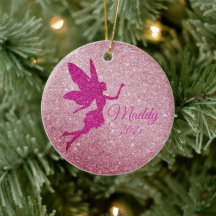Roze Sparkly Fairy Ornament Gepersonaliseerde Gift