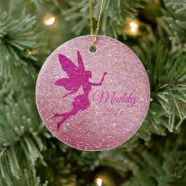 Roze Sparkly Fairy Ornament Gepersonaliseerde Gift