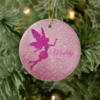Roze Sparkly Fairy Ornament Gepersonaliseerde Gift