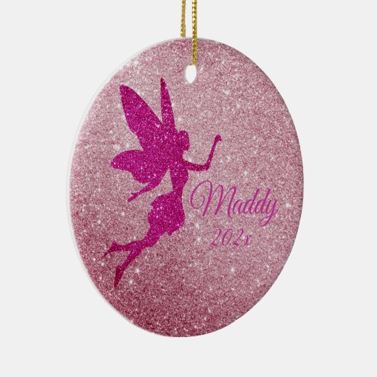 Roze Sparkly Fairy Ornament Gepersonaliseerde Gift (Rechts)