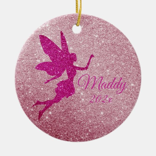 Roze Sparkly Fairy Ornament Gepersonaliseerde Gift (Voorkant)