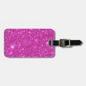 Roze Sparkly Glitter Glam Luggage ID Label Bagagelabel (Voorkant horizontaal)