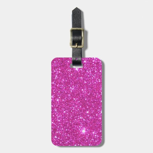 Roze Sparkly Glitter Glam Luggage ID Label Bagagelabel (Voorkant verticaal)