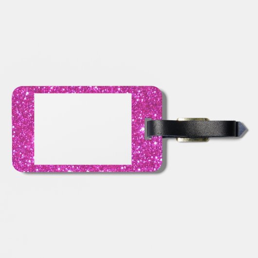 Roze Sparkly Glitter Glam Luggage ID Label Bagagelabel (Achterkant horizontaal)