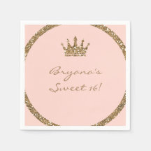 Roze Sparkly Goud Glitter Sweet 16 Prinses Kroon