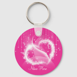 Roze Sparkly Hearts Sleutelhanger