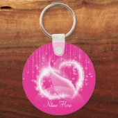Roze Sparkly Hearts Sleutelhanger (Voorkant)