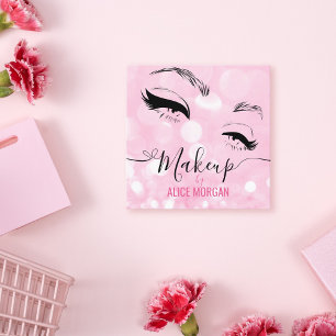 Roze Sparkly Make-up Artiest Glamour Bokeh Sequin  Vierkante Visitekaartje